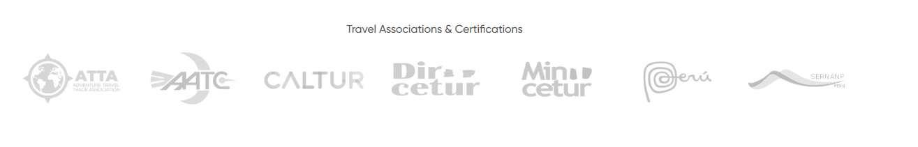 Socios y certificaciones: ATTA, ATC, Caltur, Dircetur, Mincetur, Perú y Sernanp